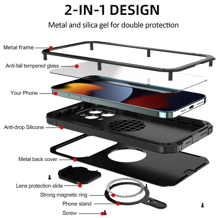 For iPhone 15 Pro Camera Shield MagSafe Holder Life Waterproof Phone Case(Black) - iPhone 15 Pro Cases by buy2fix | Online Shopping UK | buy2fix