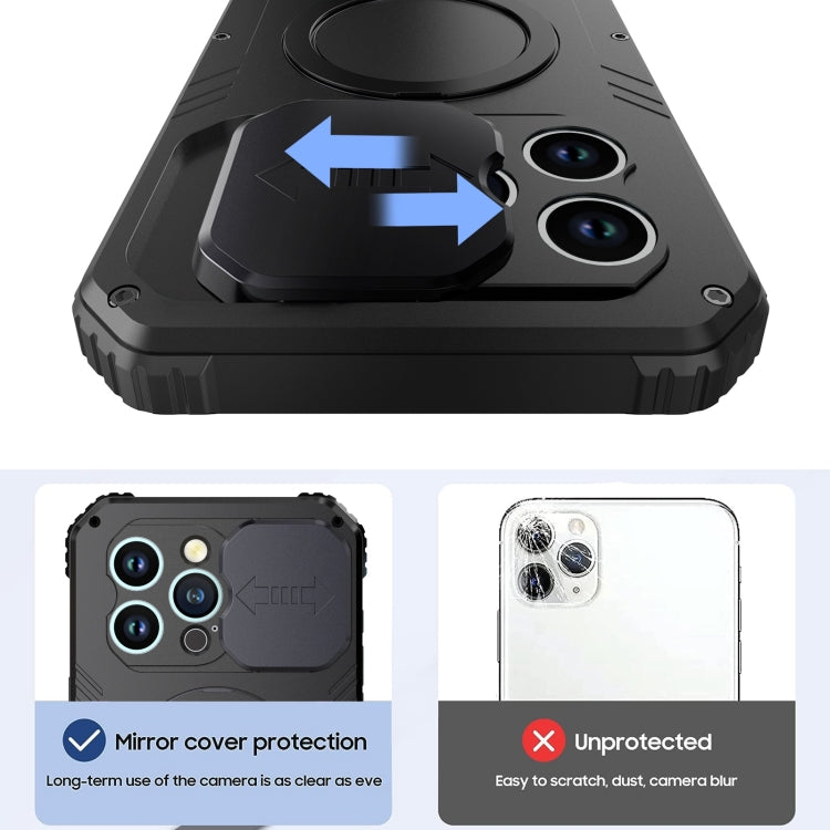 For iPhone 15 Pro Camera Shield MagSafe Holder Life Waterproof Phone Case(Black) - iPhone 15 Pro Cases by buy2fix | Online Shopping UK | buy2fix