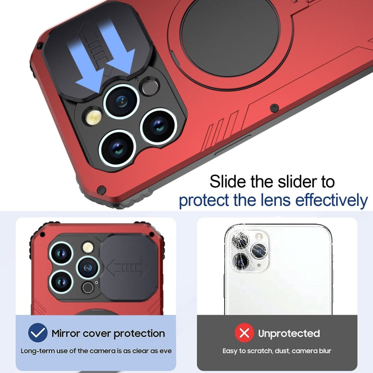 For iPhone 15 Camera Shield MagSafe Holder Life Waterproof Phone Case(Red) by buy2fix
