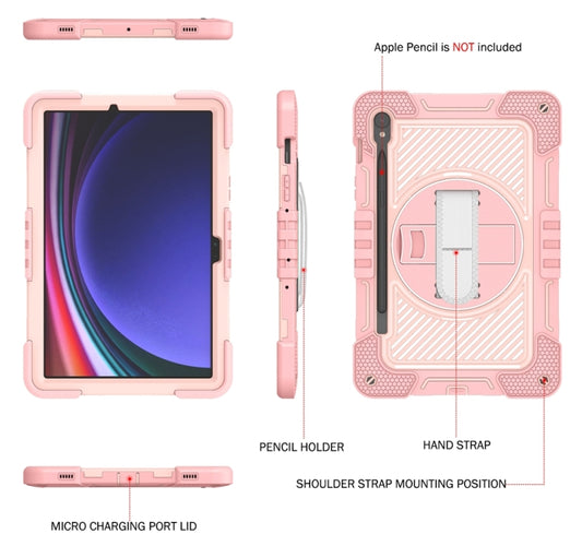 For Samsung Galaxy Tab S9 360 Degree Rotation PC Contrast Silicone Tablet Case(Rose Gold) by buy2fix