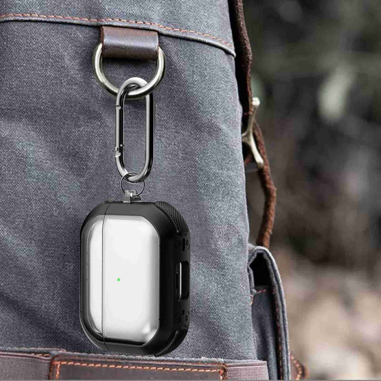 For AirPods Pro 2 Thunder Transparent Armor Wireless Earphones Protective Case(Black) by buy2fix