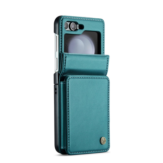 For Samsung Galaxy Z Flip5 CaseMe C22 PC+TPU Business Style RFID Anti-theft Leather Phone Case(Blue Green) by CaseMe