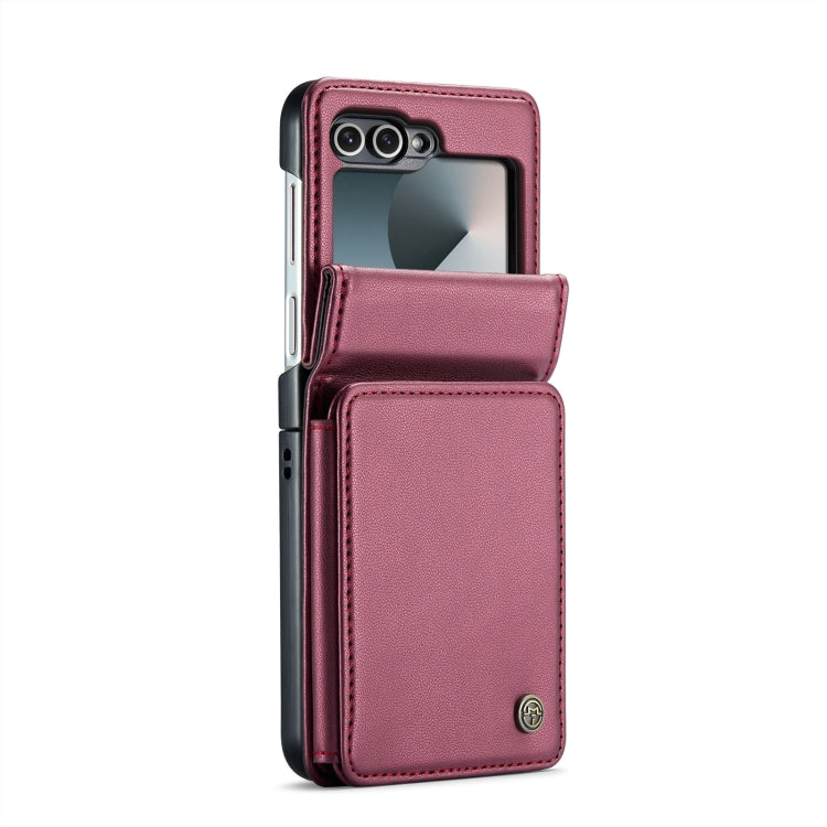 For Samsung Galaxy Z Flip6 / Flip7 FE CaseMe C22 PC+TPU Business Style RFID Anti-theft Leather Phone Case(Wine Red) - Galaxy Z Flip6 5G Cases by CaseMe | Online Shopping UK | buy2fix