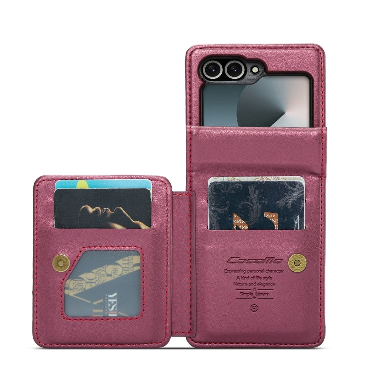 For Samsung Galaxy Z Flip6 / Flip7 FE CaseMe C22 PC+TPU Business Style RFID Anti-theft Leather Phone Case(Wine Red) - Galaxy Z Flip6 5G Cases by CaseMe | Online Shopping UK | buy2fix
