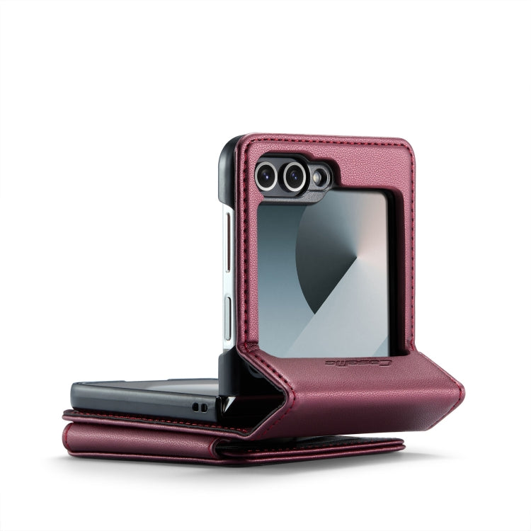 For Samsung Galaxy Z Flip6 / Flip7 FE CaseMe C22 PC+TPU Business Style RFID Anti-theft Leather Phone Case(Wine Red) - Galaxy Z Flip6 5G Cases by CaseMe | Online Shopping UK | buy2fix