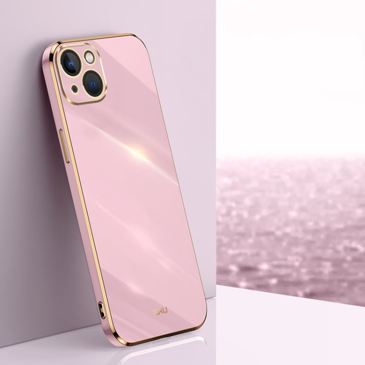 For iPhone 15 XINLI Straight Edge 6D Electroplate TPU Phone Case(Cherry Purple) - iPhone 15 Cases by XINLI | Online Shopping UK | buy2fix