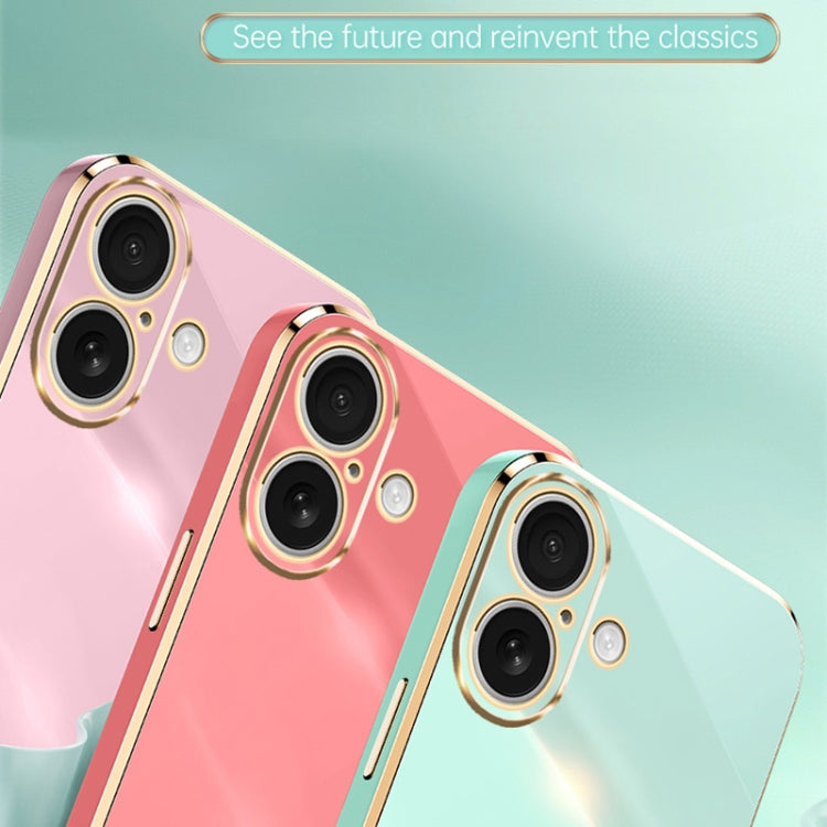 For iPhone 16 XINLI Straight Edge 6D Electroplate TPU Phone Case(Pink) by XINLI