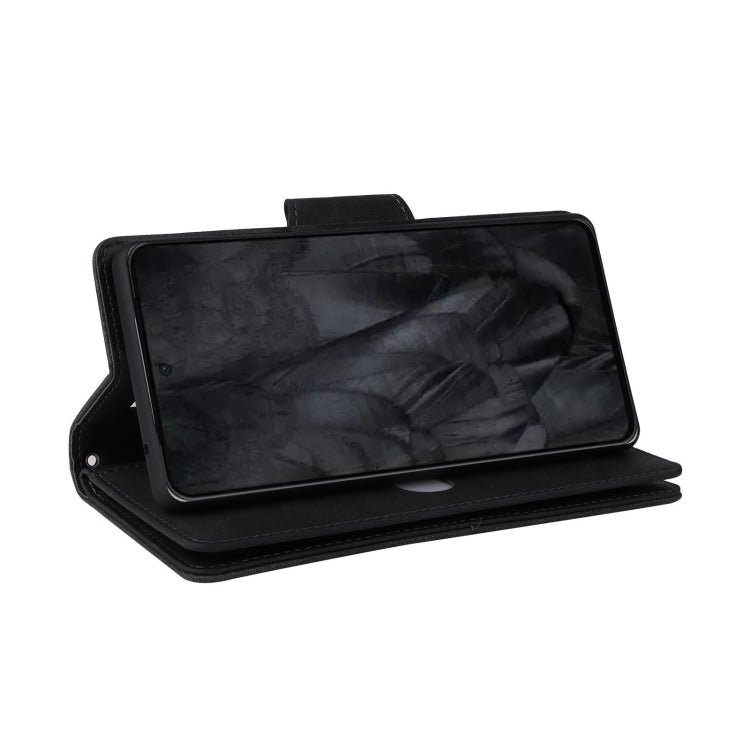 For Google Pixel 8 Pro Rivet Buckle 9 Cards Three Fold Leather Phone Case(Black) by buy2fix