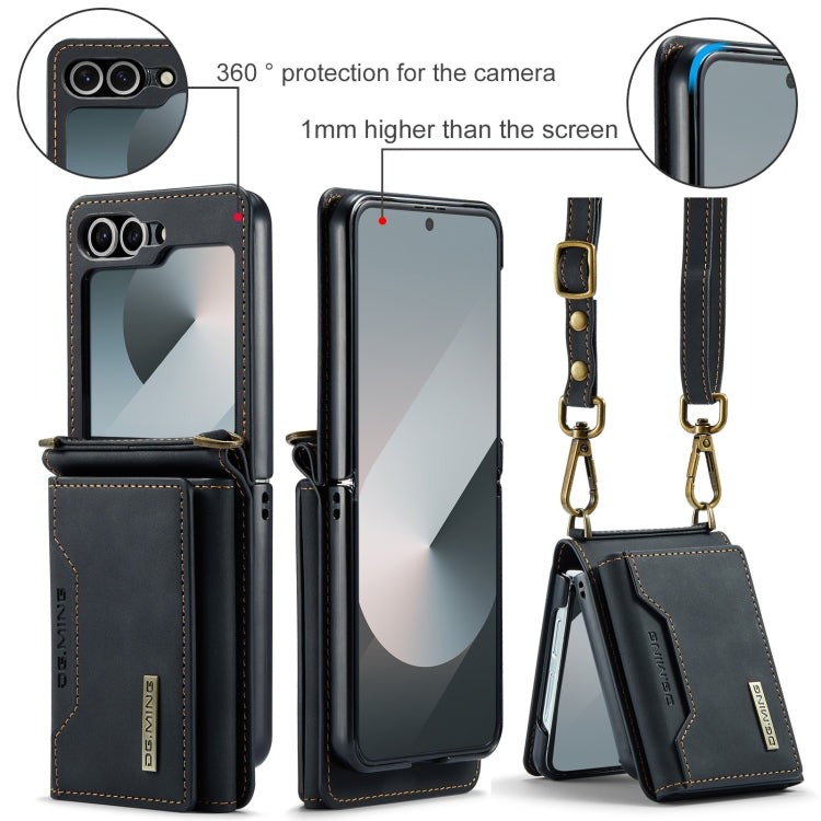 For Samsung Galaxy Z Flip6 / Flip7 FE DG.MING M2 Series Card Bag Magnetic Leather Phone Case(Black) - Galaxy Z Flip6 5G Cases by DG.MING | Online Shopping UK | buy2fix