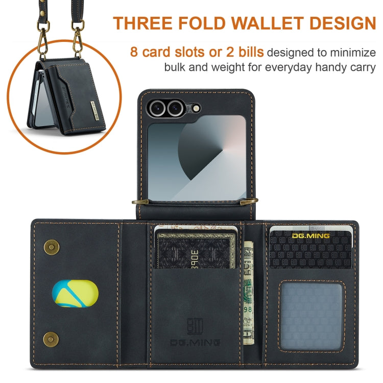 For Samsung Galaxy Z Flip6 / Flip7 FE DG.MING M2 Series Card Bag Magnetic Leather Phone Case(Black) - Galaxy Z Flip6 5G Cases by DG.MING | Online Shopping UK | buy2fix