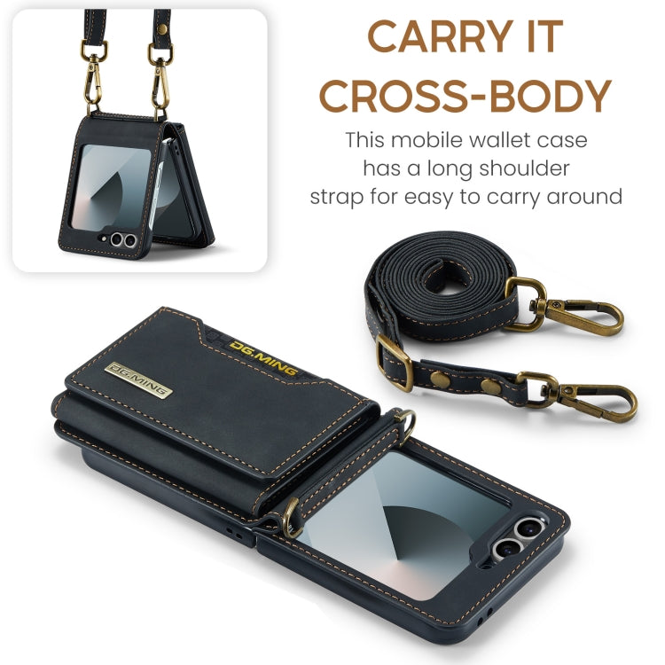 For Samsung Galaxy Z Flip6 / Flip7 FE DG.MING M2 Series Card Bag Magnetic Leather Phone Case(Black) - Galaxy Z Flip6 5G Cases by DG.MING | Online Shopping UK | buy2fix