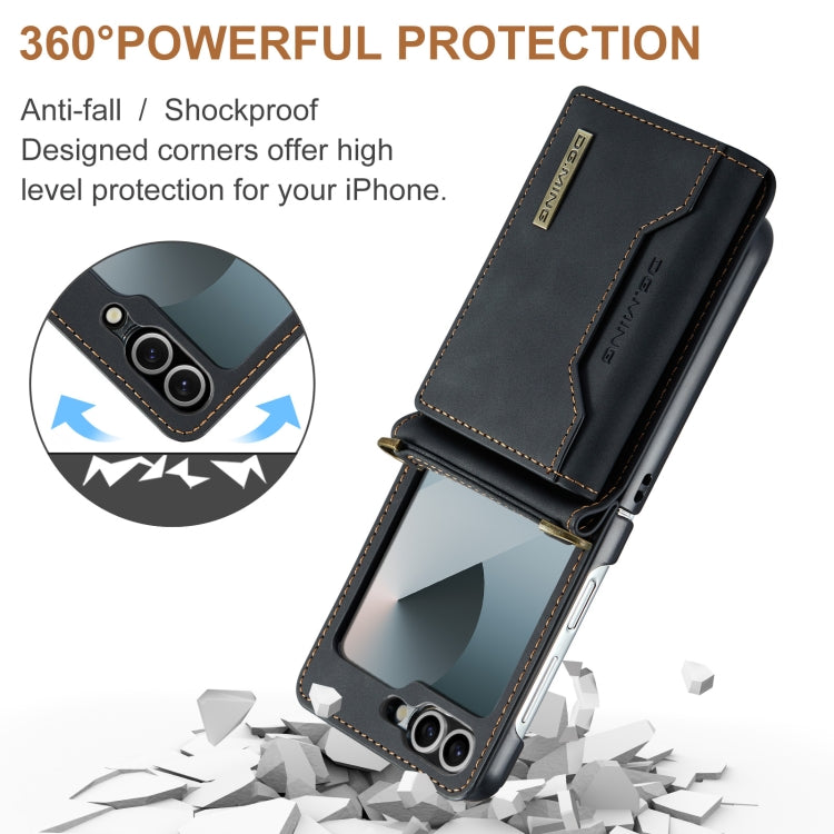 For Samsung Galaxy Z Flip6 / Flip7 FE DG.MING M2 Series Card Bag Magnetic Leather Phone Case(Black) - Galaxy Z Flip6 5G Cases by DG.MING | Online Shopping UK | buy2fix