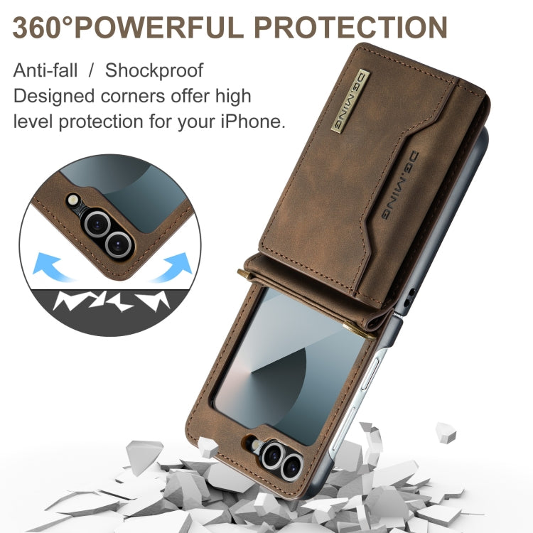 For Samsung Galaxy Z Flip6 / Flip7 FE DG.MING M2 Series Card Bag Magnetic Leather Phone Case(Coffee) - Galaxy Z Flip6 5G Cases by DG.MING | Online Shopping UK | buy2fix