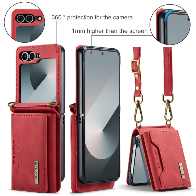 For Samsung Galaxy Z Flip6 / Flip7 FE DG.MING M2 Series Card Bag Magnetic Leather Phone Case(Red) - Galaxy Z Flip6 5G Cases by DG.MING | Online Shopping UK | buy2fix