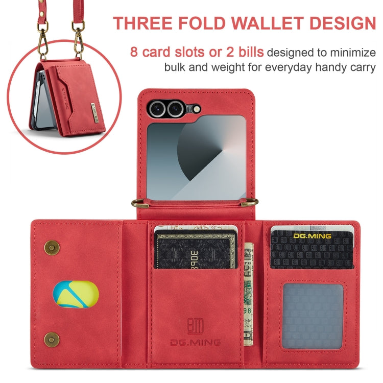 For Samsung Galaxy Z Flip6 / Flip7 FE DG.MING M2 Series Card Bag Magnetic Leather Phone Case(Red) - Galaxy Z Flip6 5G Cases by DG.MING | Online Shopping UK | buy2fix