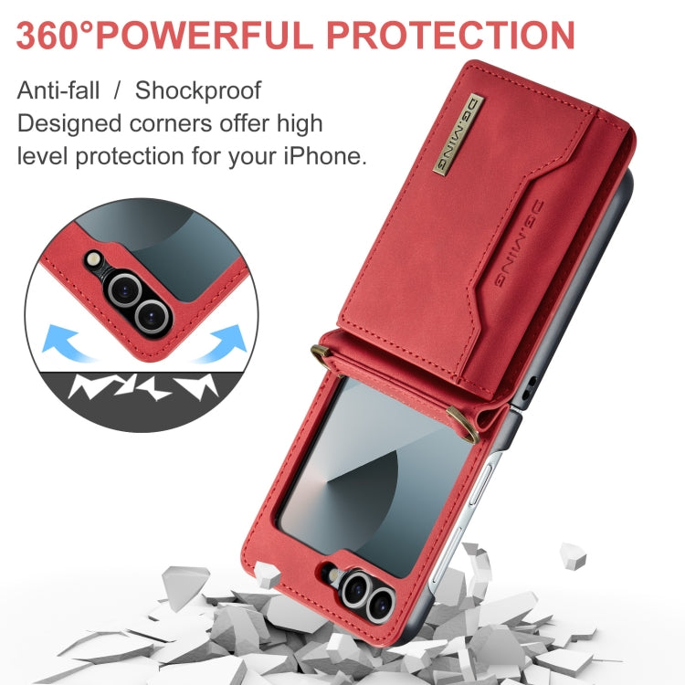For Samsung Galaxy Z Flip6 / Flip7 FE DG.MING M2 Series Card Bag Magnetic Leather Phone Case(Red) - Galaxy Z Flip6 5G Cases by DG.MING | Online Shopping UK | buy2fix