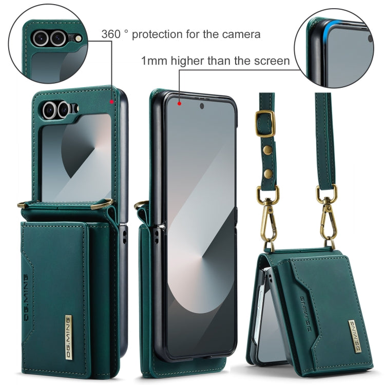 For Samsung Galaxy Z Flip6 / Flip7 FE DG.MING M2 Series Card Bag Magnetic Leather Phone Case(Green) - Galaxy Z Flip6 5G Cases by DG.MING | Online Shopping UK | buy2fix