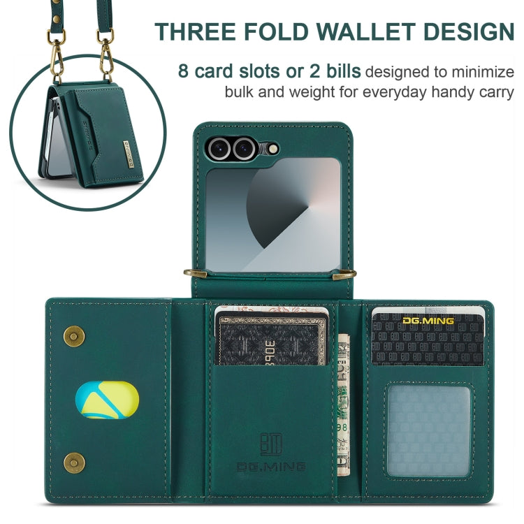 For Samsung Galaxy Z Flip6 / Flip7 FE DG.MING M2 Series Card Bag Magnetic Leather Phone Case(Green) - Galaxy Z Flip6 5G Cases by DG.MING | Online Shopping UK | buy2fix