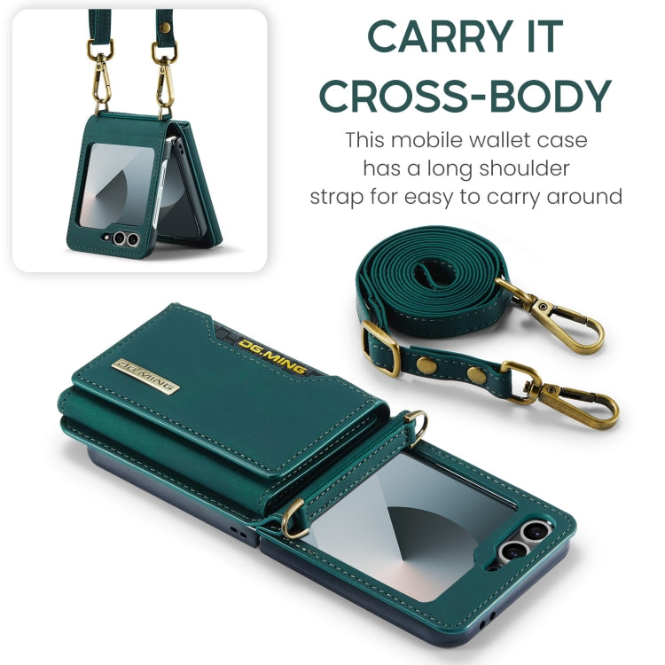 For Samsung Galaxy Z Flip6 / Flip7 FE DG.MING M2 Series Card Bag Magnetic Leather Phone Case(Green) - Galaxy Z Flip6 5G Cases by DG.MING | Online Shopping UK | buy2fix