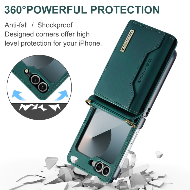 For Samsung Galaxy Z Flip6 / Flip7 FE DG.MING M2 Series Card Bag Magnetic Leather Phone Case(Green) - Galaxy Z Flip6 5G Cases by DG.MING | Online Shopping UK | buy2fix