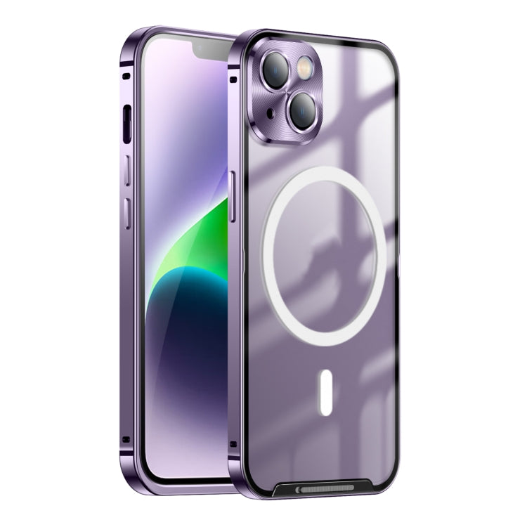 For iPhone 15 Frosted MagSafe Magnetic Metal Phone Case(Purple) - iPhone 15 Cases by buy2fix | Online Shopping UK | buy2fix