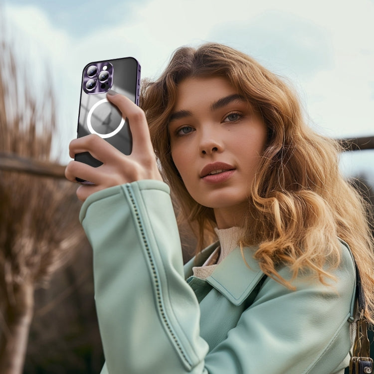 For iPhone 16 Pro Frosted MagSafe Magnetic Metal Phone Case(Purple) by buy2fix