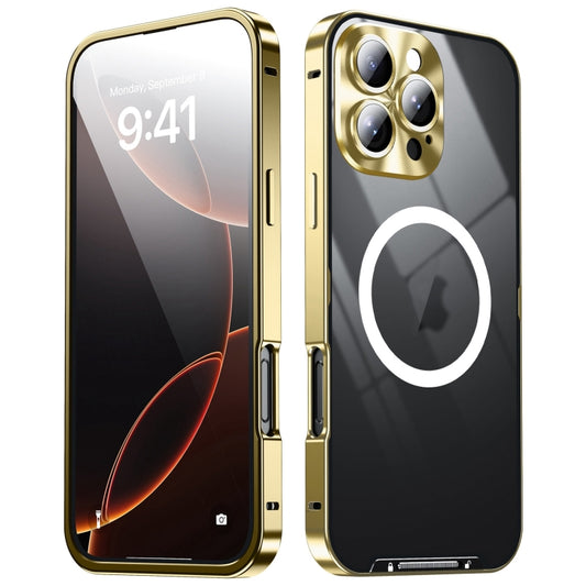 For iPhone 16 Pro Max Frosted MagSafe Magnetic Metal Phone Case(Gold) - iPhone 16 Pro Max Cases by buy2fix | Online Shopping UK | buy2fix