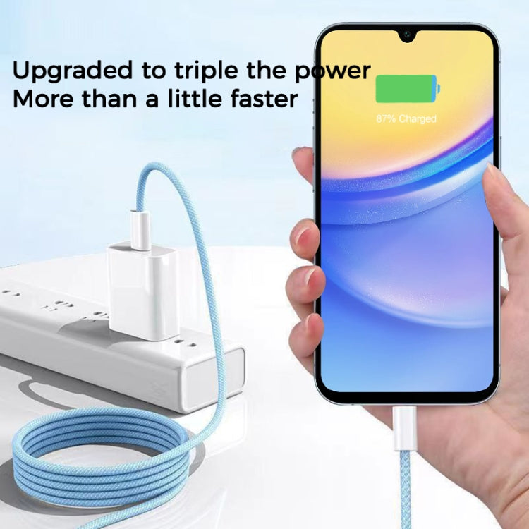 1m USB-C / Type-C to Type-C Macaron Braided Charging Cable(Yellow) - USB-C & Type-C Cable by buy2fix | Online Shopping UK | buy2fix