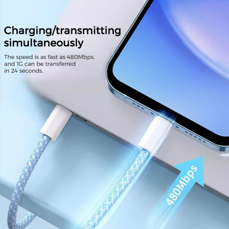 1m USB-C / Type-C to Type-C Macaron Braided Charging Cable(Yellow) - USB-C & Type-C Cable by buy2fix | Online Shopping UK | buy2fix
