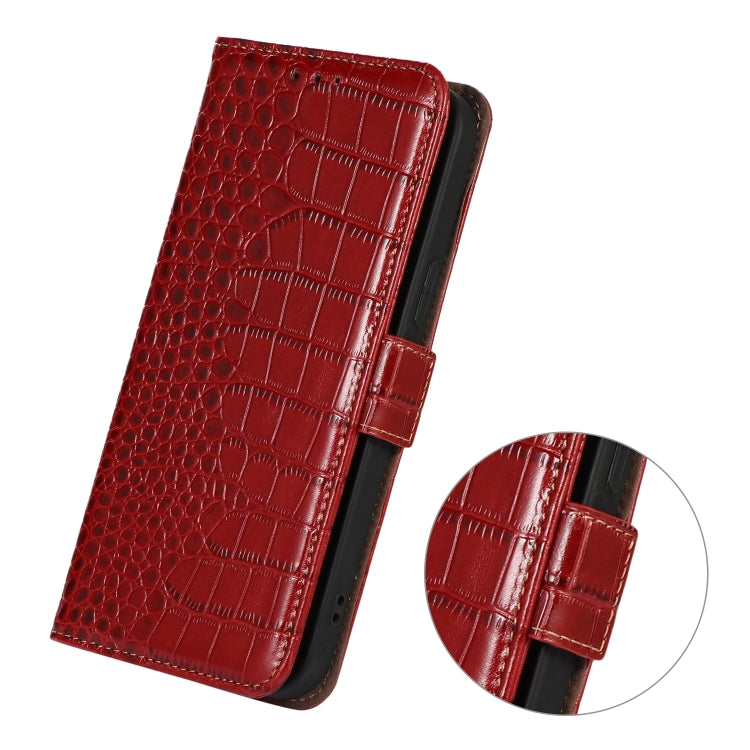 For Sony Xperia 10 VI Crocodile Top Layer Cowhide Leather Phone Case(Red) - Sony Cases by buy2fix | Online Shopping UK | buy2fix
