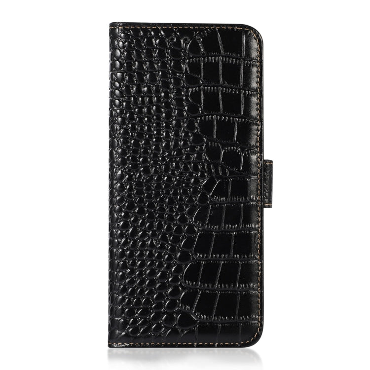 For Sony Xperia 10 VI Crocodile Top Layer Cowhide Leather Phone Case(Black) - Sony Cases by buy2fix | Online Shopping UK | buy2fix