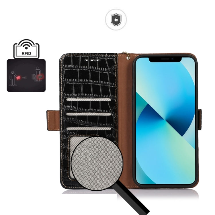 For Sony Xperia 10 VI Crocodile Top Layer Cowhide Leather Phone Case(Black) - Sony Cases by buy2fix | Online Shopping UK | buy2fix