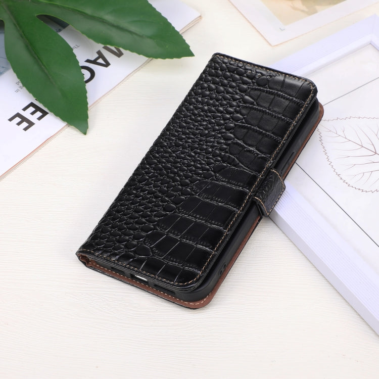 For Sony Xperia 5 VI Crocodile Top Layer Cowhide Leather Phone Case(Black) - Sony Cases by buy2fix | Online Shopping UK | buy2fix