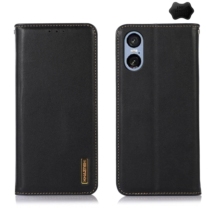 For Sony Xperia 5 VI KHAZNEH Nappa Top Layer Cowhide Leather Phone Case(Black) - Sony Cases by buy2fix | Online Shopping UK | buy2fix