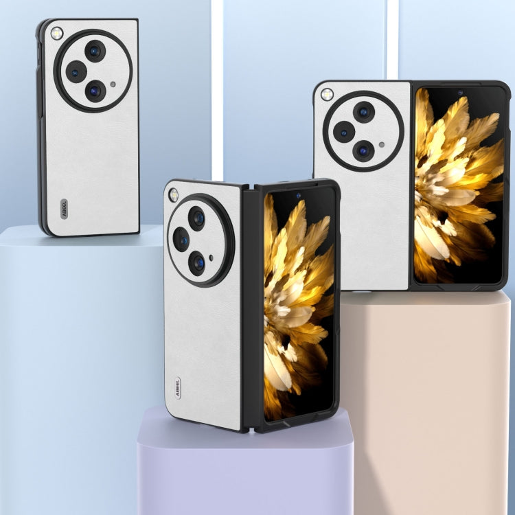 For OPPO Find N3 / OnePlus Open ABEEL Dual Color Lichi Texture PU Phone Case(White) - OPPO Cases by buy2fix | Online Shopping UK | buy2fix