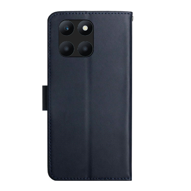 For Honor X6A HT02 Genuine Leather Fingerprint-proof Flip Phone Case(Blue) - Honor Cases by buy2fix | Online Shopping UK | buy2fix