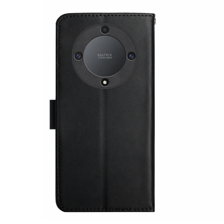 For Honor X9b HT02 Genuine Leather Fingerprint-proof Flip Phone Case(Black) - Honor Cases by buy2fix | Online Shopping UK | buy2fix