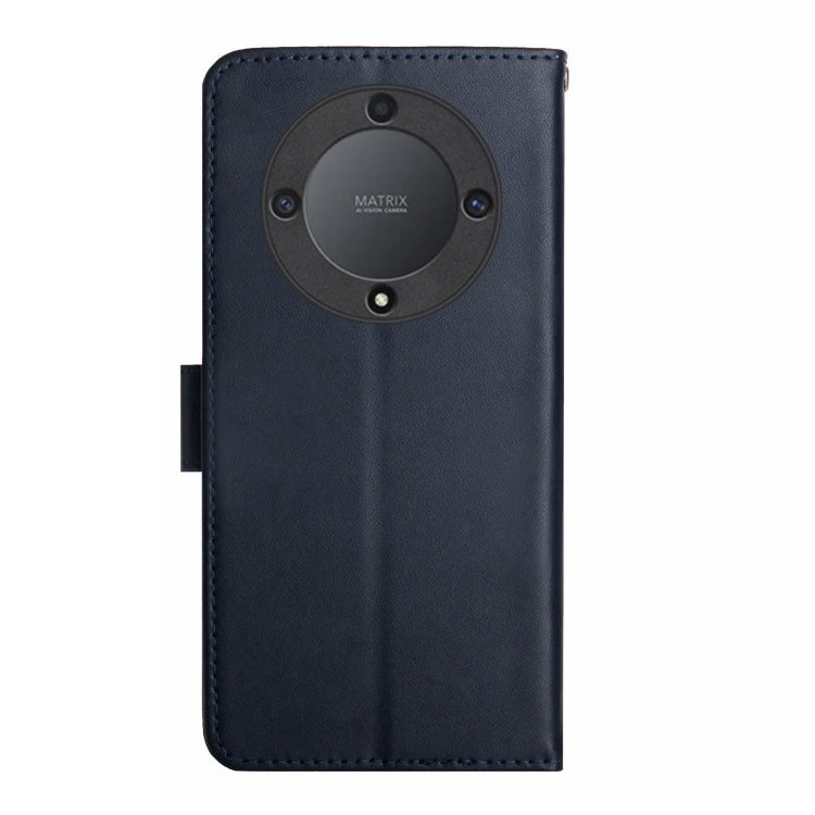 For Honor X9b HT02 Genuine Leather Fingerprint-proof Flip Phone Case(Blue) - Honor Cases by buy2fix | Online Shopping UK | buy2fix