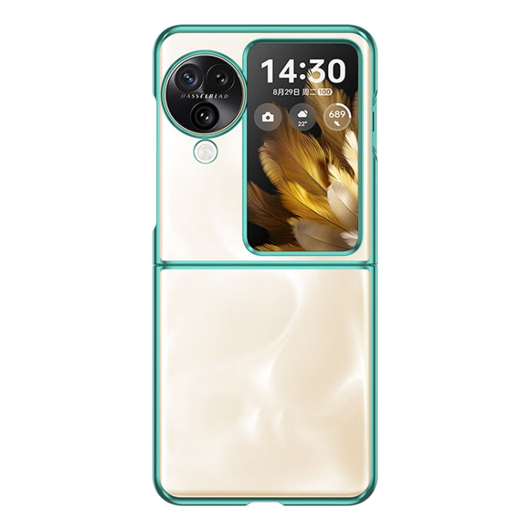 For OPPO Find N3 Flip Full Coverage Electroplate PC Transparent Phone Case(Green) - OPPO Cases by buy2fix | Online Shopping UK | buy2fix