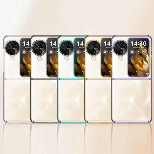 For OPPO Find N3 Flip Full Coverage Electroplate PC Transparent Phone Case(Green) by buy2fix