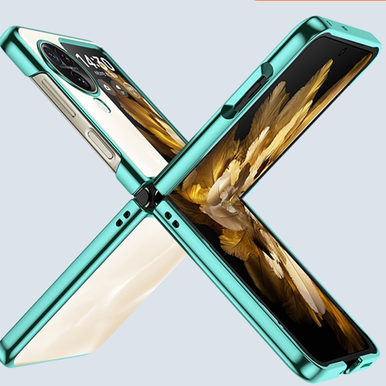 For OPPO Find N3 Flip Full Coverage Electroplate PC Transparent Phone Case(Green) - OPPO Cases by buy2fix | Online Shopping UK | buy2fix