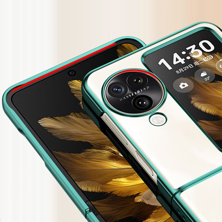 For OPPO Find N3 Flip Full Coverage Electroplate PC Transparent Phone Case(Green) - OPPO Cases by buy2fix | Online Shopping UK | buy2fix