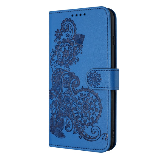 For Motorola Moto E13 Datura Flower Embossed Flip Leather Phone Case(Blue) by buy2fix