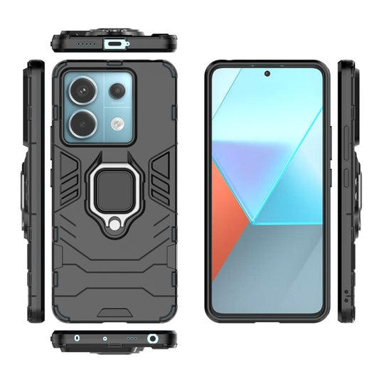 For Xiaomi Redmi Note 13 Pro Shockproof PC + TPU Holder Phone Case(Black) by buy2fix