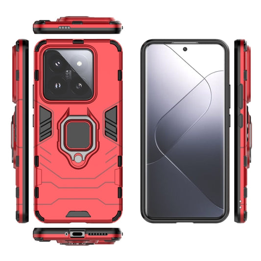 For Xiaomi 14 Pro Shockproof PC + TPU Holder Phone Case(Red) by buy2fix