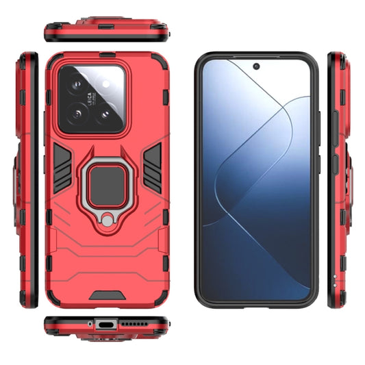 For Xiaomi 14 Shockproof PC + TPU Holder Phone Case(Red) by buy2fix