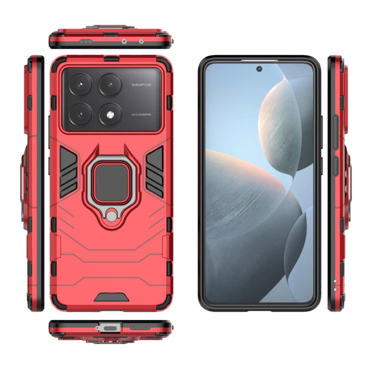 For Xiaomi Redmi K70E Shockproof PC + TPU Holder Phone Case(Red) - Xiaomi Cases by buy2fix | Online Shopping UK | buy2fix