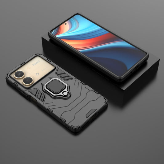 For Xiaomi Redmi Note 13R Pro 5G Shockproof PC + TPU Holder Phone Case(Black) by buy2fix