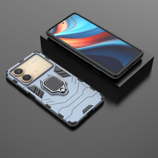 For Xiaomi Redmi Note 13R Pro 5G Shockproof PC + TPU Holder Phone Case(Navy Blue) by buy2fix