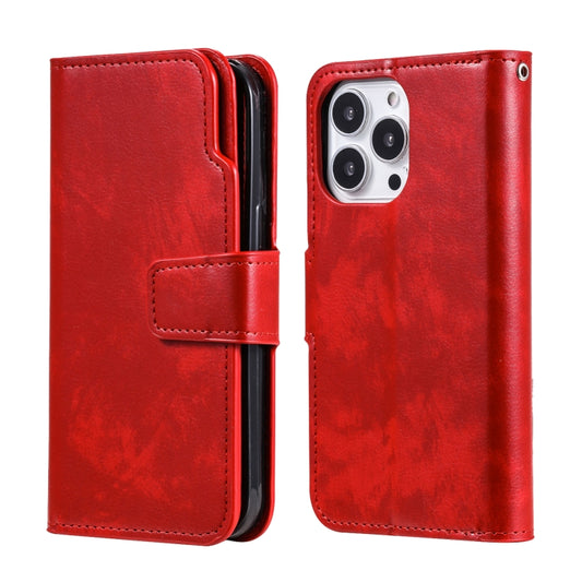 For iPhone 16 Pro Max Tri-Fold 9-Card Wallets Leather Phone Case(Red) by buy2fix